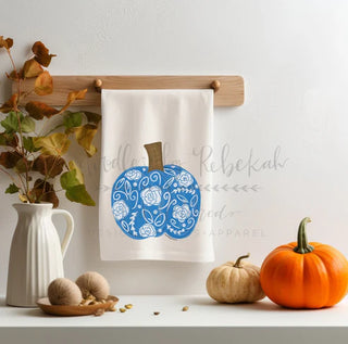 Blue Chinoiserie Pumpkin Tea Towel