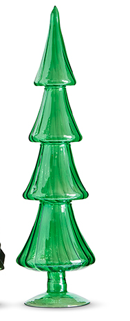 15" Green Glass Tree