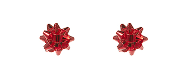 Red Gift Bow Stud