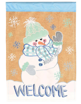 Snowman Welcome Garden Flag