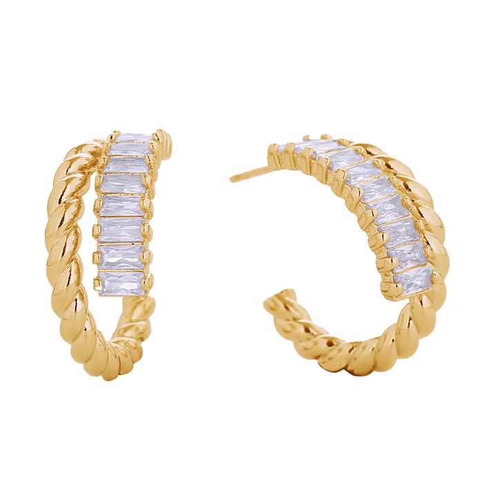 Gold Swirl Pave Gold Hoop