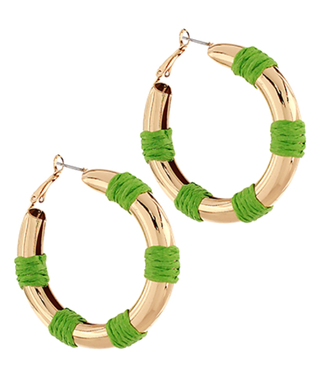 Green Wrapped Gold Hoop