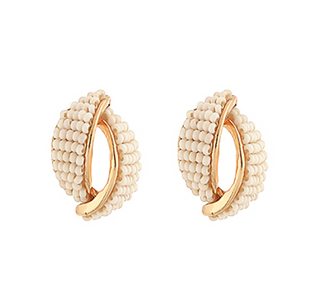 Ivory Bead Double Crescent Earring