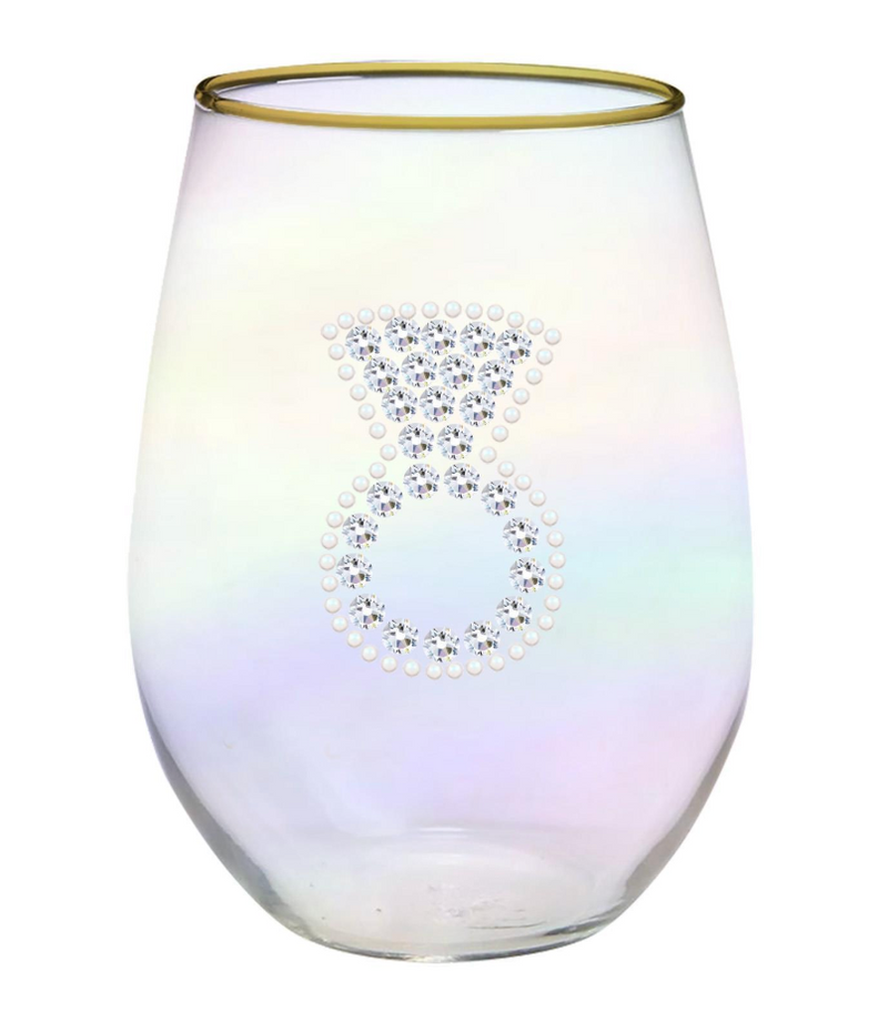 Stemless Wine Glass Rhinestone Ring