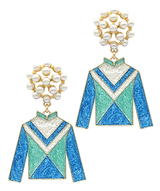 Blue Jockey Silk Earring