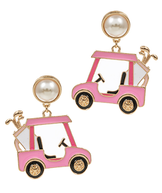 Pink Golf Cart Earring