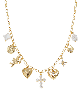 Pearl Cross Charm Necklace