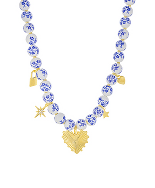 Blue & White Charm Necklace