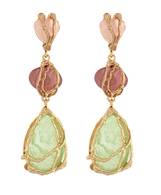 Green Golden Dangle Earring
