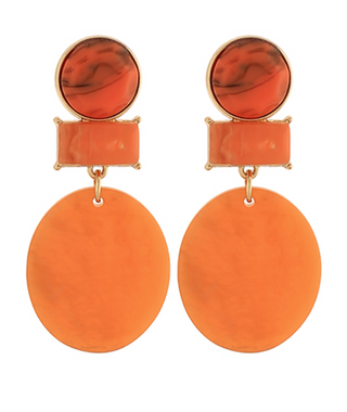 Orange Oval Drop Earring