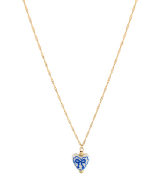 Bow Painted Heart Necklace