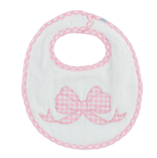 Pink Gingham Bow Bib