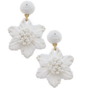 Winnie Raffia White Flower Earrings