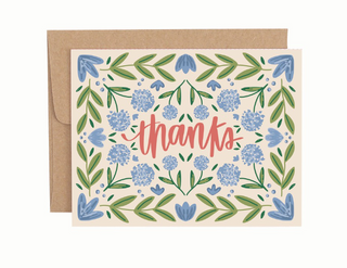 Blue Floral Thanks Card