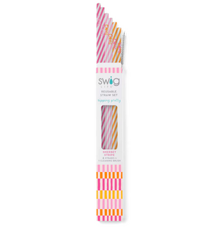 Sherbet Stripe Reusable Straw Set