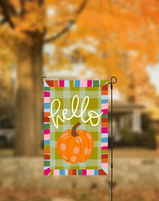 Hello Jewel Pumpkin Garden Flag