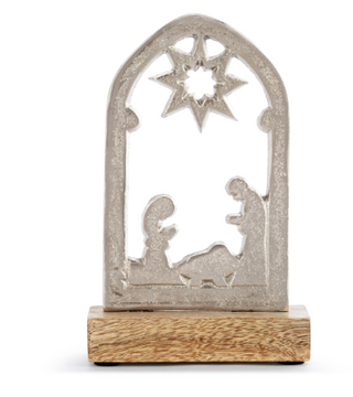 Metal and Wood Small Nativity Scene