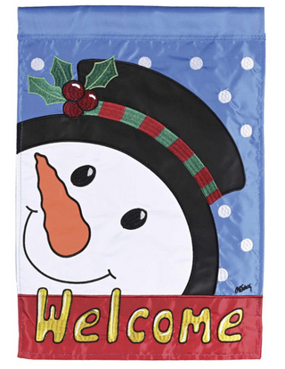 Snowman Welcome Garden Flag 