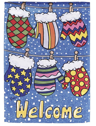 Welcome Mittens Snowy Garden Flag 
