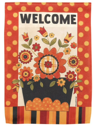 Welcome Flower Basket Garden Flag 