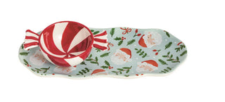 Patterned Santa Tidbit Tray