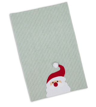 Santa Embellished Tea Towel Green