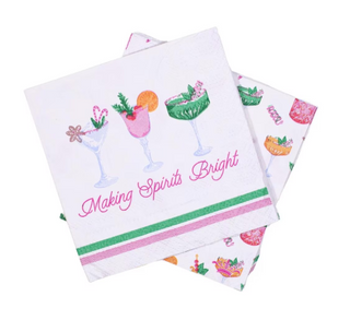 Making Spirits Bright Cocktail Napkins White 5x5