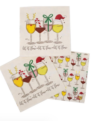 Let It Flow Cocktail Napkins White 5x5