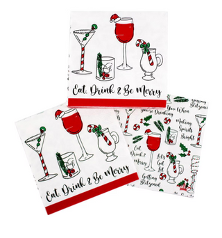Eat, Drink & Be Merry Cocktail Napkins Red 5x5