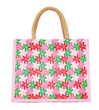 Christmas Stellar Gift Tote Pink 12x10x8