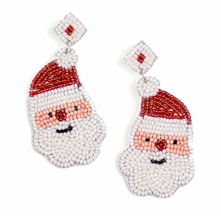 Santa Beaded Earrings Red
