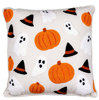 Halloween Fun Embroidered Pillow 16x16