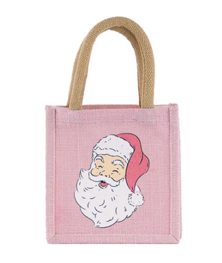 HoHoHo Santa Petite Gift Tote Pink 7x7x5