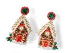 Gingerbread House Beaded Earring