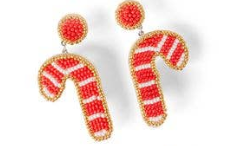 Candy Cane Beaded Earring