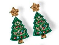 Christmas Tree Beaded Earring
