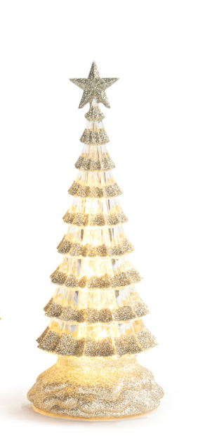 Small Clear Light up Sparkly Tree Decor