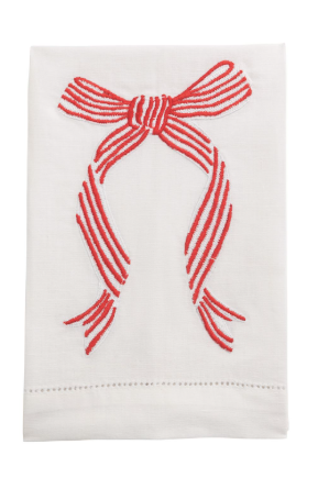 Striped Bow Embroidered Towel