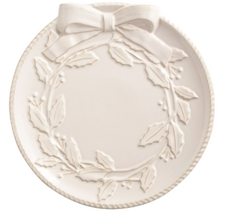 White Wreath Round Platter