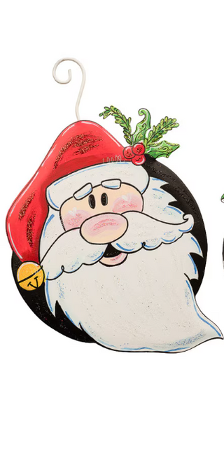 Mustache Gold Bell Santa Ornament