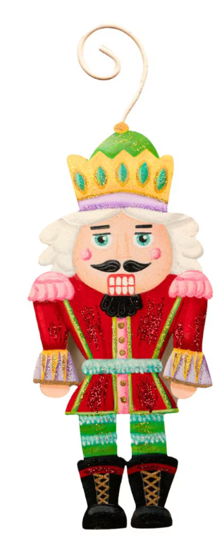 Red & Pink Crown Nutcracker Ornament