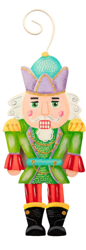 Yellow & Green Crown Nutcracker Ornament