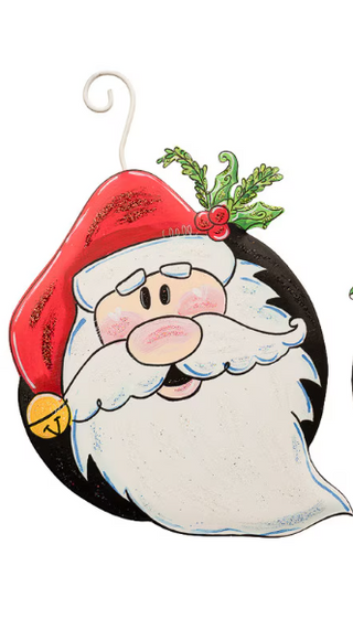 Mustache Black Stripe Santa Ornament