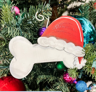 Dog Bone Santa Ornament