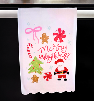 Merry Everything Scallop Tea Towel