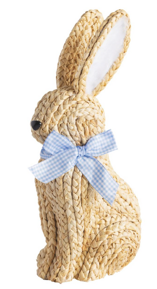 Blue Bow Woven Bunny Sitter