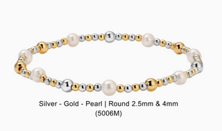2.5/4MM Silver & Gold Pearl Bracelet