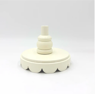 White Scalloped Wood Base for Topper