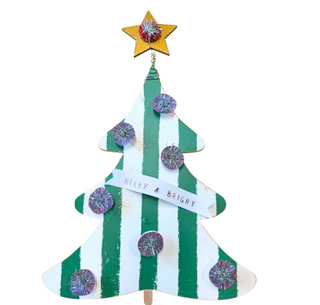 Green Striped Christmas Tree Topper