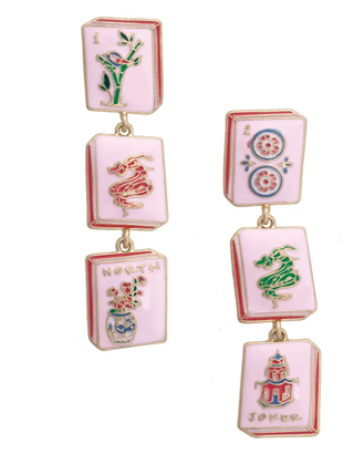 Linked Mahjong Tile Earrings
